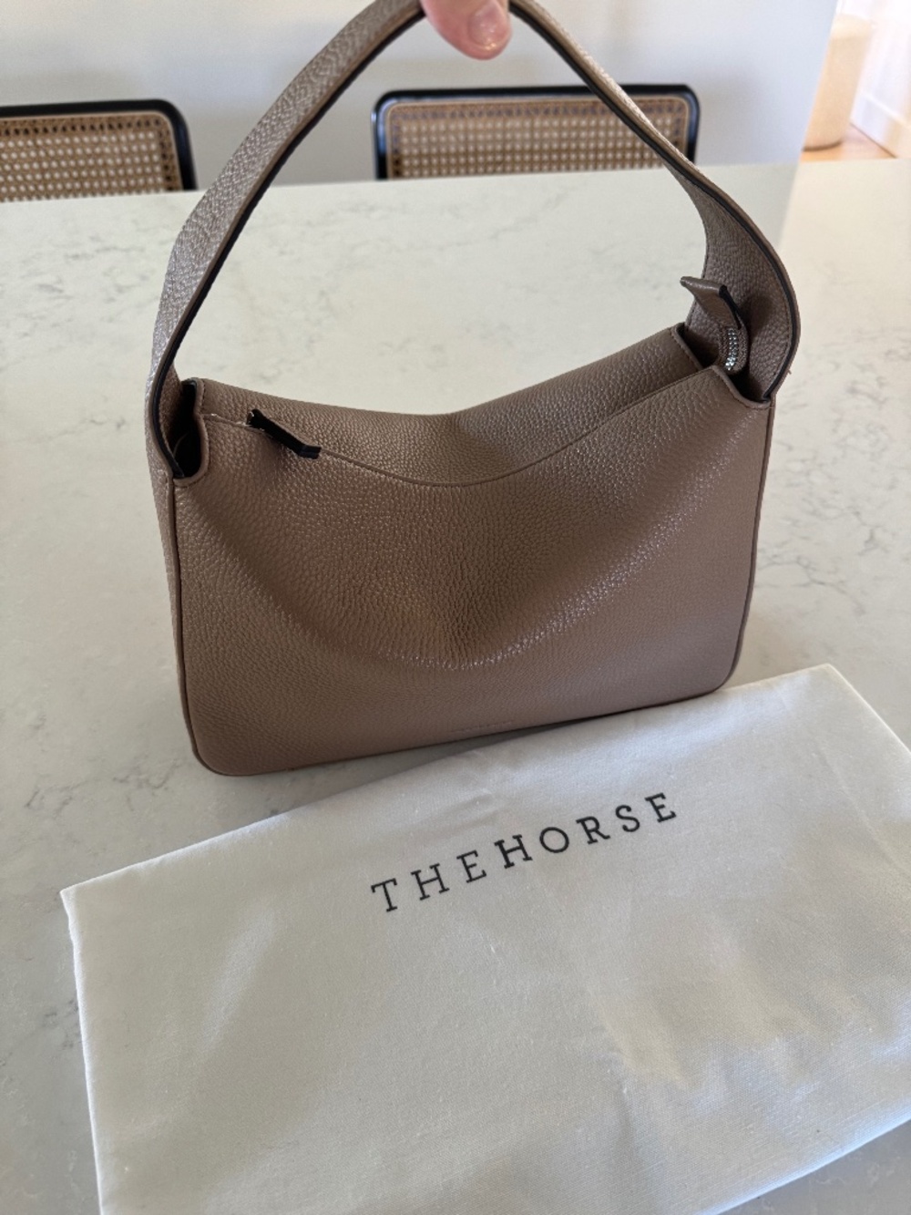 The Horse Taupe Pebbled Leather Shoulder Bag